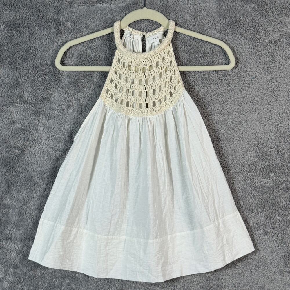 ALC Reina Crochet Neck Tank Top Sz 6 Viscose Cotton Linen Blend Sleeveless